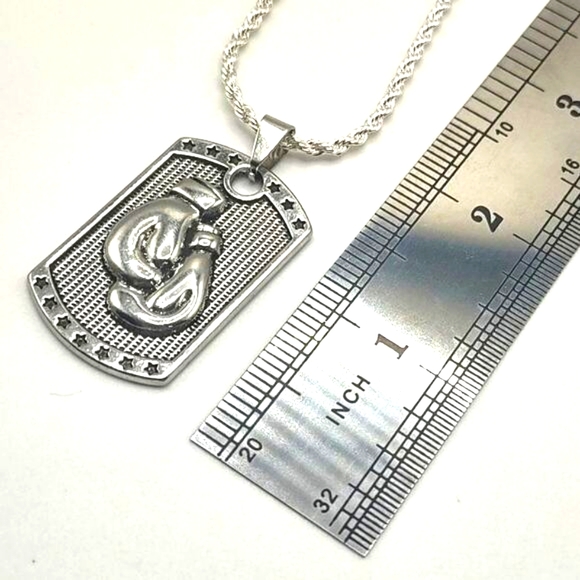 925 Silver Plated Diamond Cut Necklace Boxing UFC Christmas Birthday Men's Gift